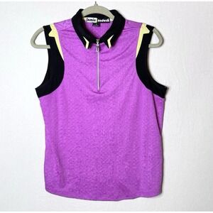 Jamie Sadock Top Sz M Purple 1/4 Zip Unique Stretch UPF Pickleball Sporty Prep
